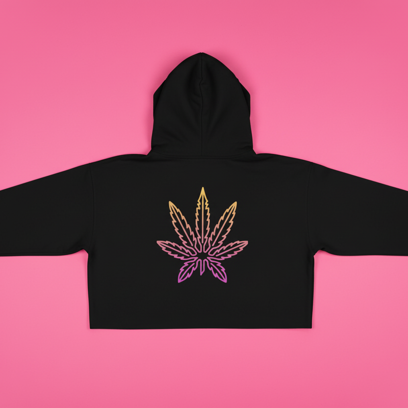 "In a world full of Karens, be a Mary Jane" - Pastel Cannabis Leaf Crop Hoodie