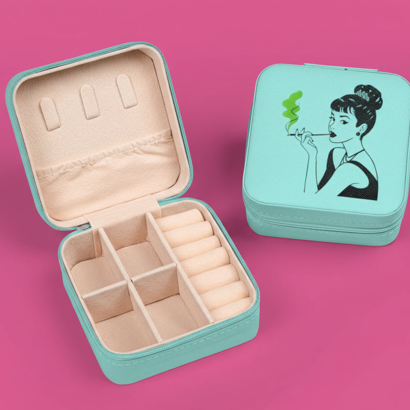 High Society Smoke  – Vintage Style Cannabis Art Compact Travel Jewelry Case