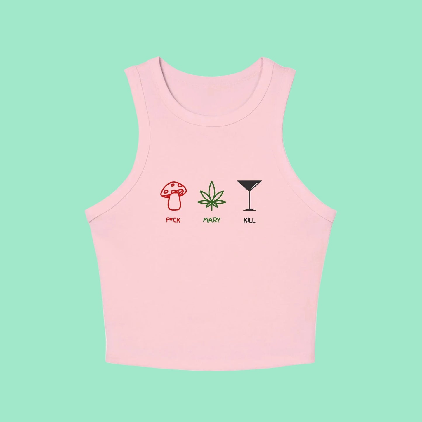 "F*CK MARY KILL" Ribbed Cropped Tank