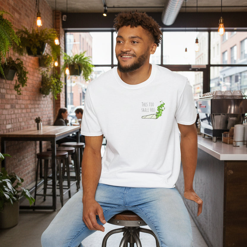 “This Too Shall Pass” Unisex T-Shirt – Minimal Joint Graphic | Mindful Cannabis Streetwear Tee