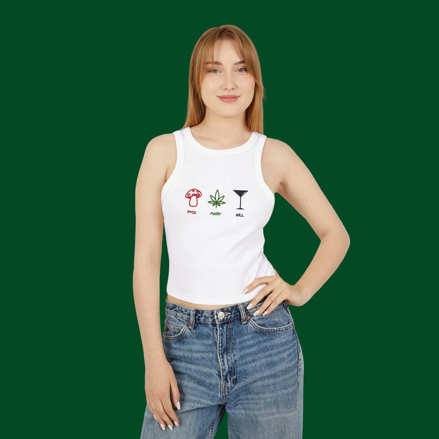 "F*CK MARY KILL" Ribbed Cropped Tank