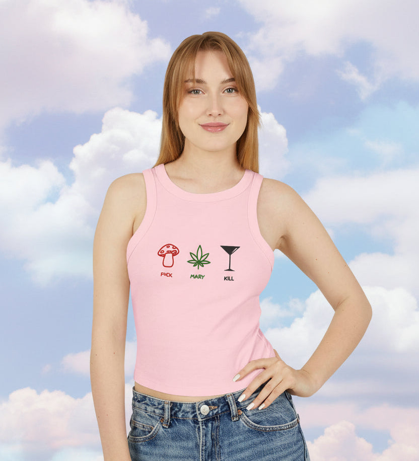 "F*CK MARY KILL" Ribbed Cropped Tank