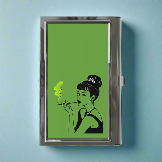 Chic Preroll Case / Business Card Holder, Stylish Card Case, Professional Accessory, Elegant Networking Gift, Unique Office Decor, Green Vintage Design