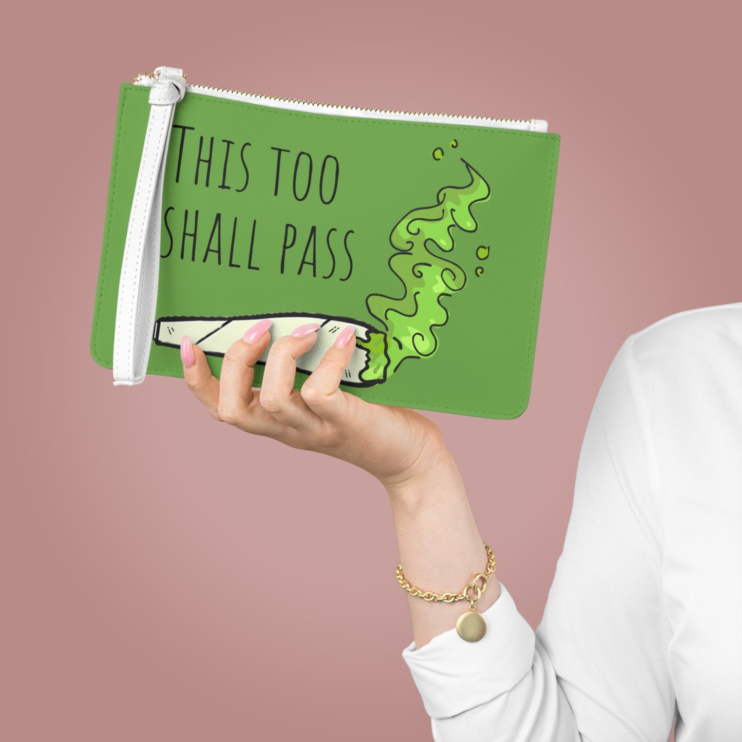 "This Too Shall Pass" Scent-Minimizing Stash Clutch - Vegan Leather