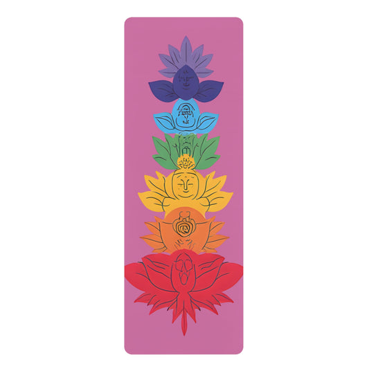 Chakra Rubber Yoga Mat, Eco-Friendly Exercise Mat, Fitness Mat for Home, Meditation, Gift for Yoga Lovers, Colorful Yoga Gear