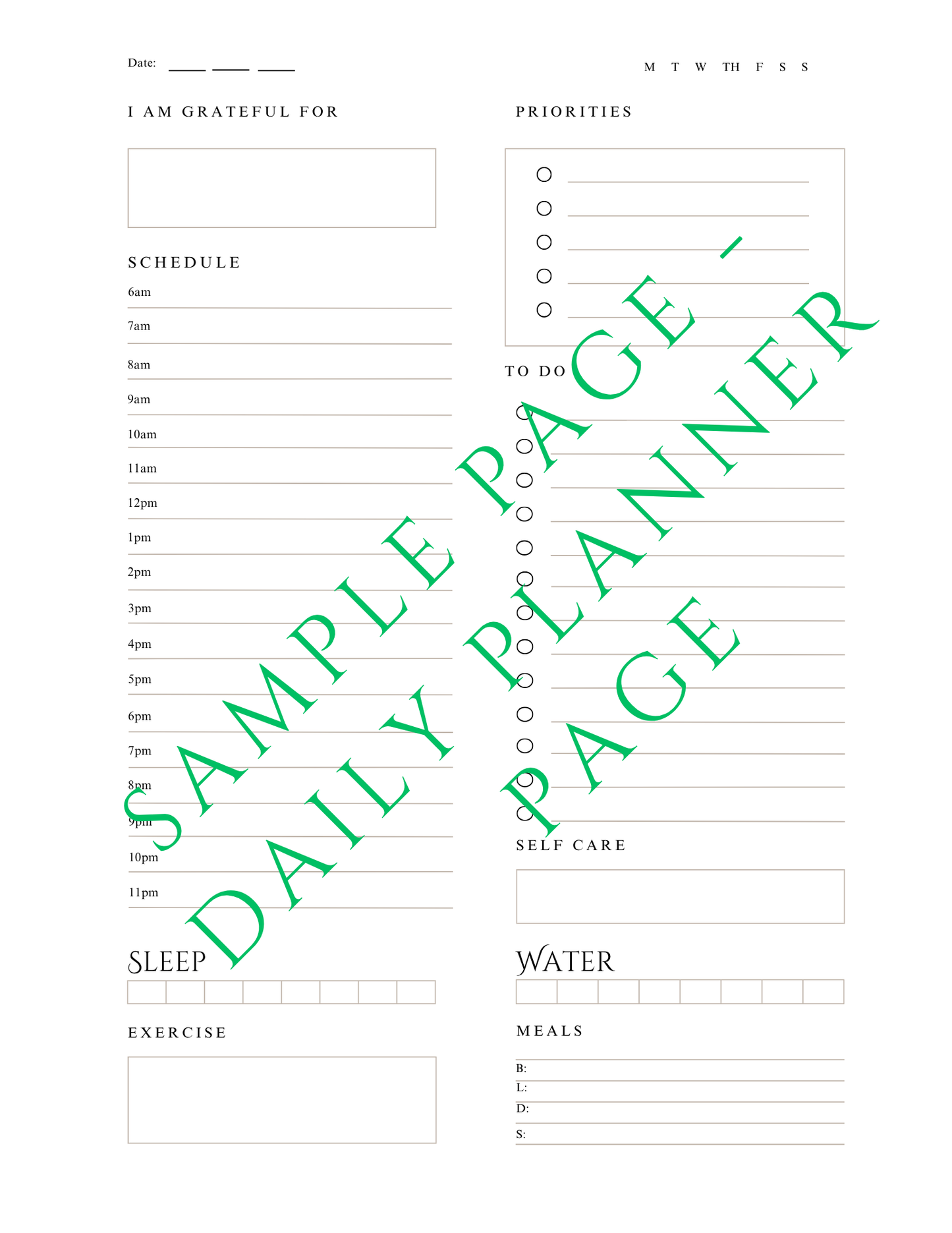 Guided Self-Care Daily Planner - 6 months (Blue / gold)